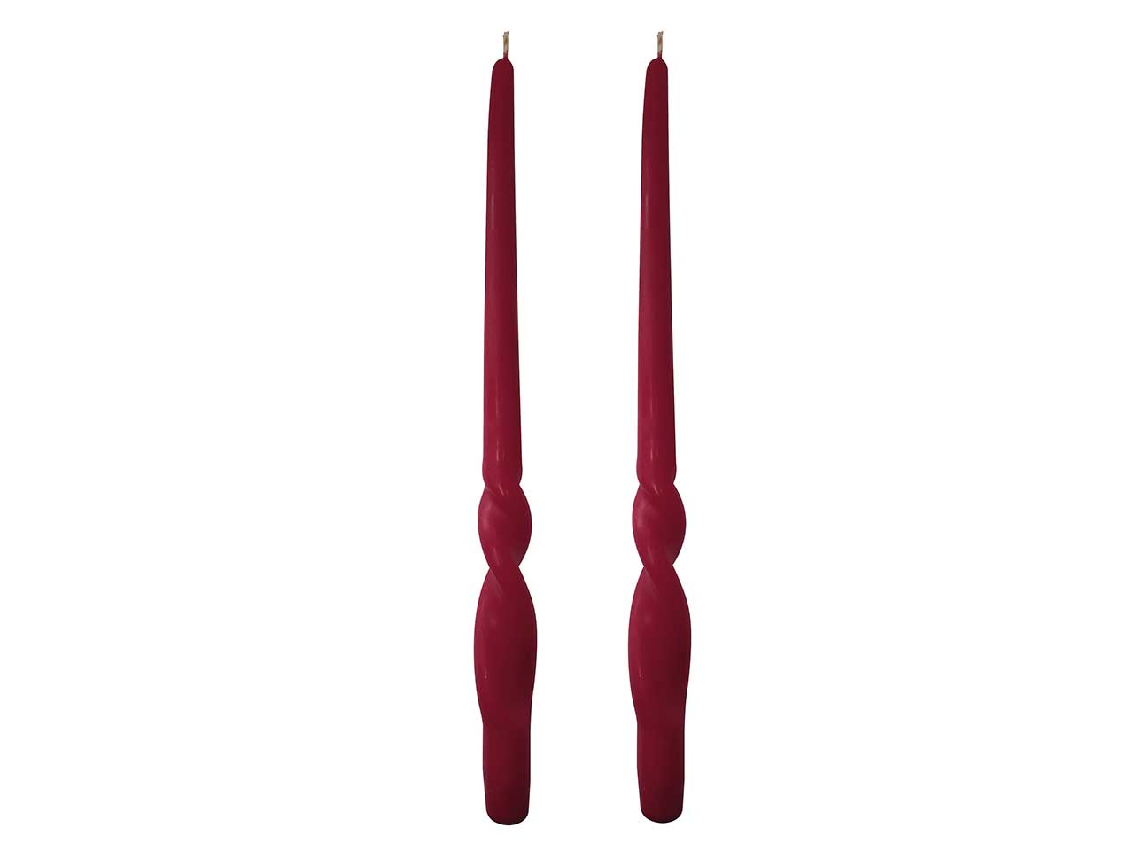 Set di 2 candele voluta laccate bordeaux h.30cm