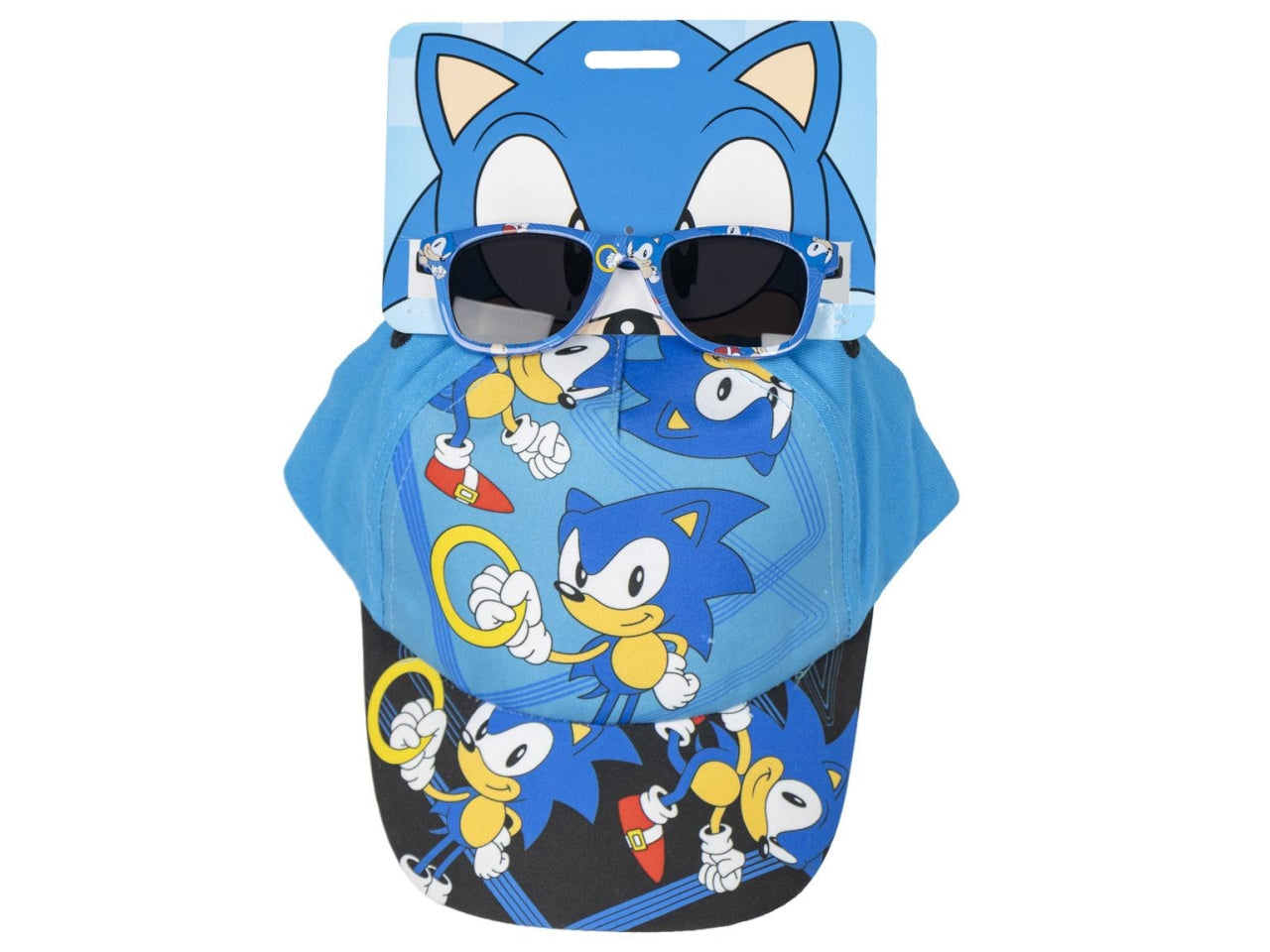 Set cappello con visiera ed occhiali da sole di sonic