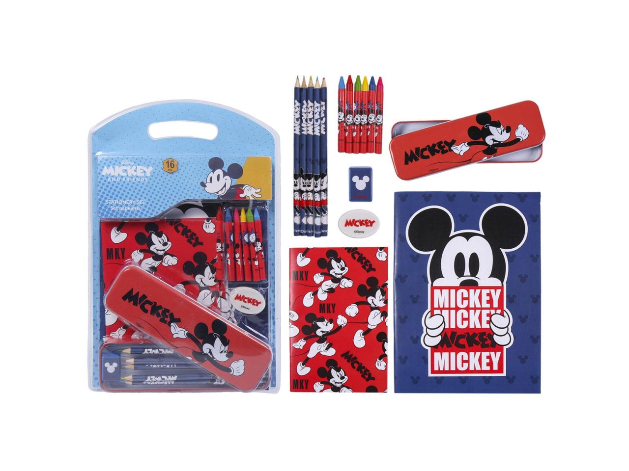 Set cancelleria scolastica per bambino Disney Mickey, per colorare e disegnare, tema Mickey and friends - CerdÃ