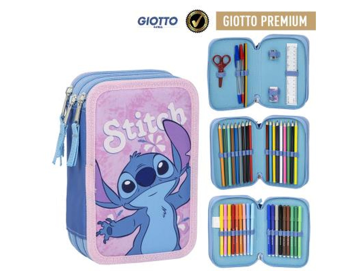 Astuccio Stitch 3 cerniere da bambina 13x7x19,5 cm - CerdÃ