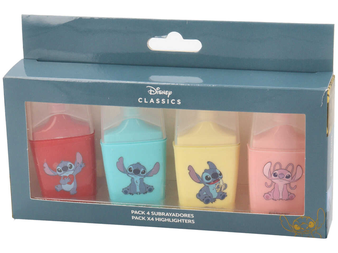 Stitch evidenziatori, confezione da 4 evidenziatori in plastica, 4 colori assortiti - CerdÃ