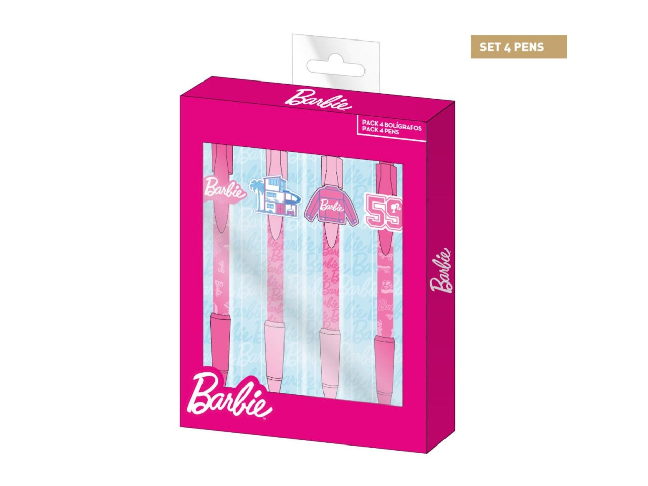 Barbie penna, confezione da 4 penne a scatto, a sfera - CerdÃ