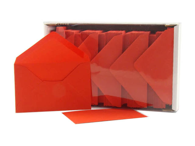 Biglietti e buste augurali in carta opaca rosso 250 pezzi, formato 4, 7x11 cm - GS Cartotecnica