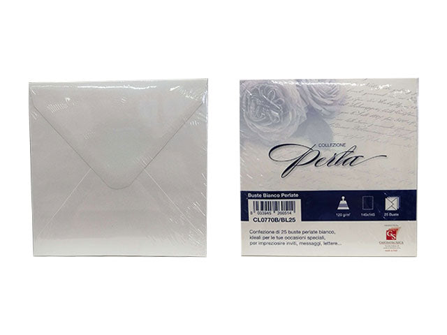 Buste quadrate per inviti matrimonio in carta bianco perla 120gr misura 14,5x14,5cm - la confezione comprende 25 buste