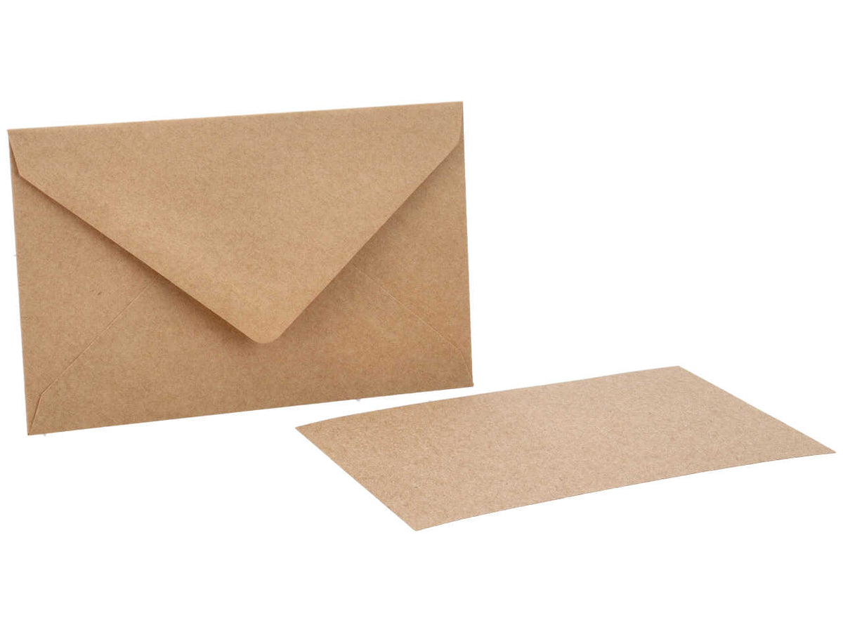 Biglietti e buste avana carta kraft opaca, confezione da 10, 9x14 cm - GS Cartotecnica
