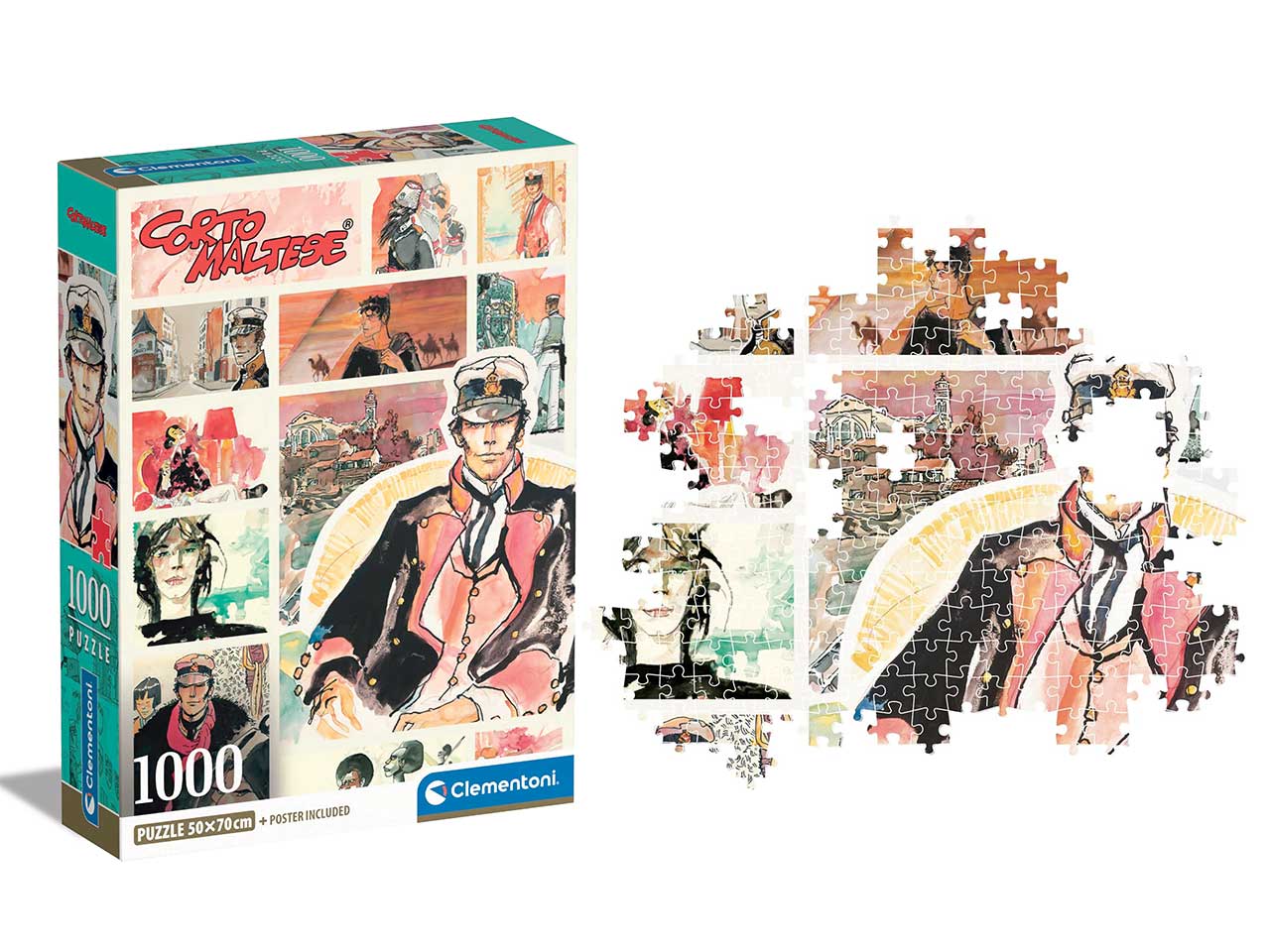 Puzzle 1000 pezzi Corto Maltese, 50x70 cm con poster incluso, 18+ anni, Made in Italy - Clementoni