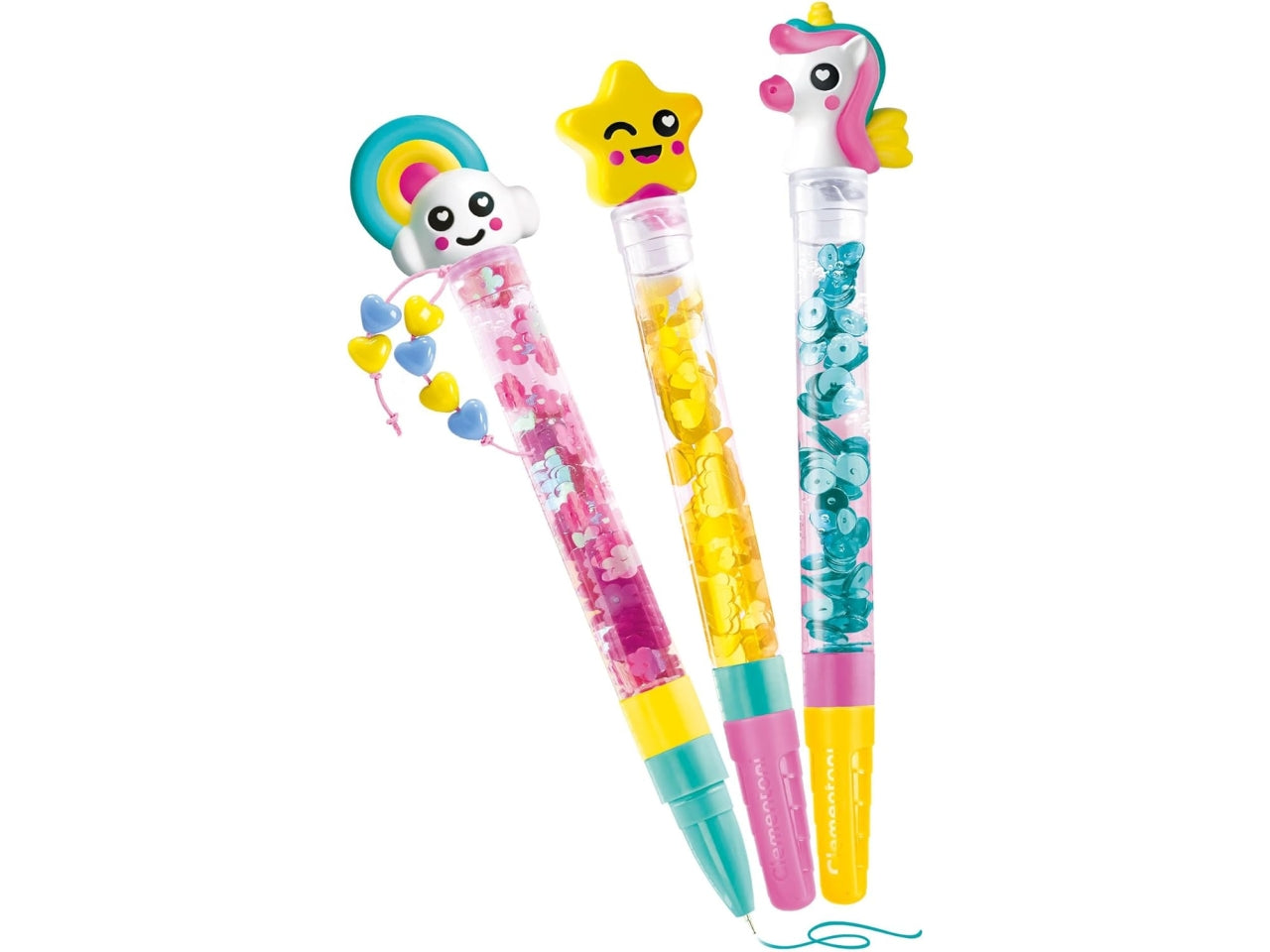 Clementoni Crea le tue penne Fantasy, kit fai da te di 3 penne da assemblare e personalizzare, 6+ anni, made in Italy