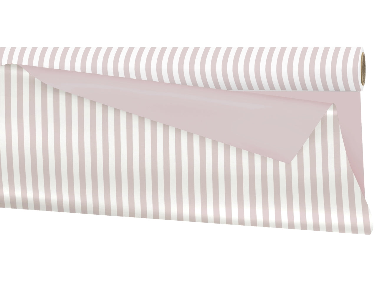 Bobina carta regalo a strisce bianche e beige in plastica, double face 1x25mt