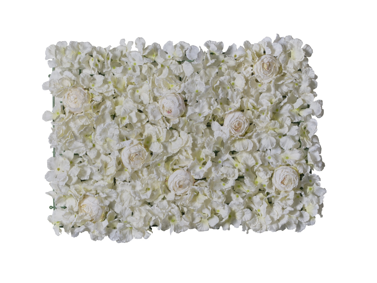Siepe artificiale per parete rose e ortensie bianco in tessuto su struttura flessibile - 40x60cm - Conti