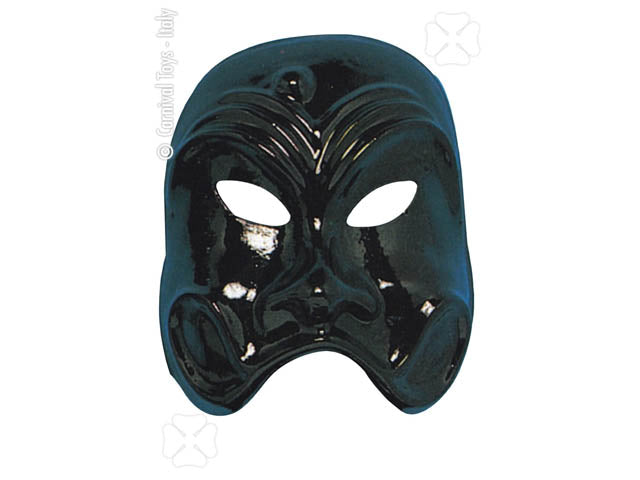 Maschera arlecchino classico nero in plastica