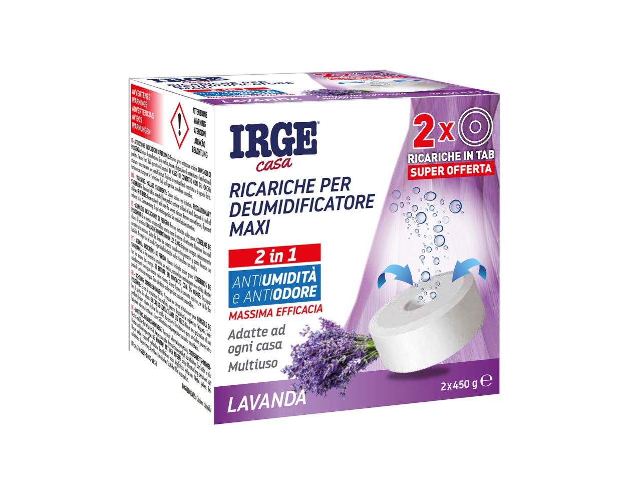 Ricarica per deumidificatore irge 450gr alla lavanda - set da 2 pezzi