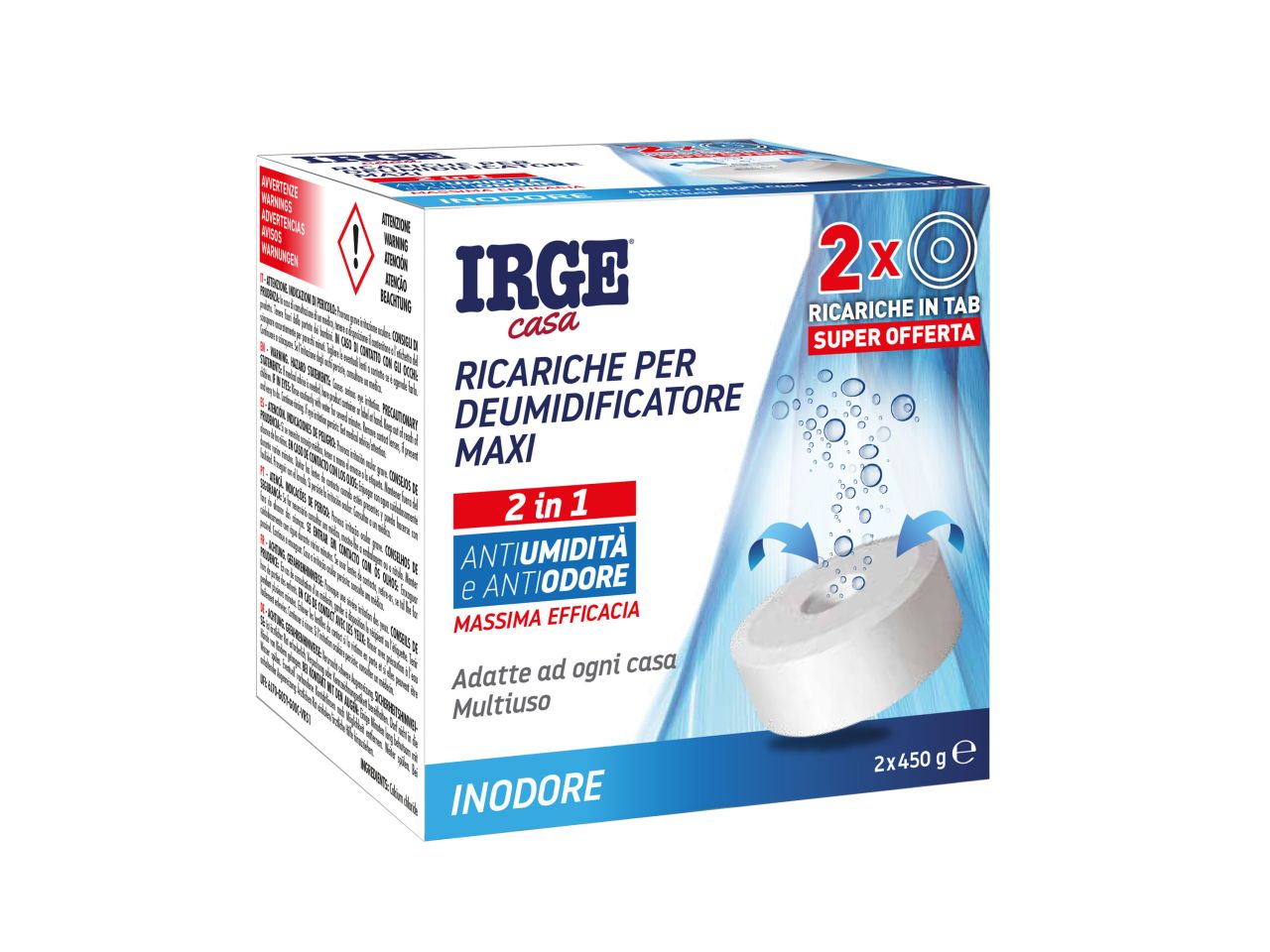 Ricarica per deumidificatore irge 450gr - set da 2 pezzi