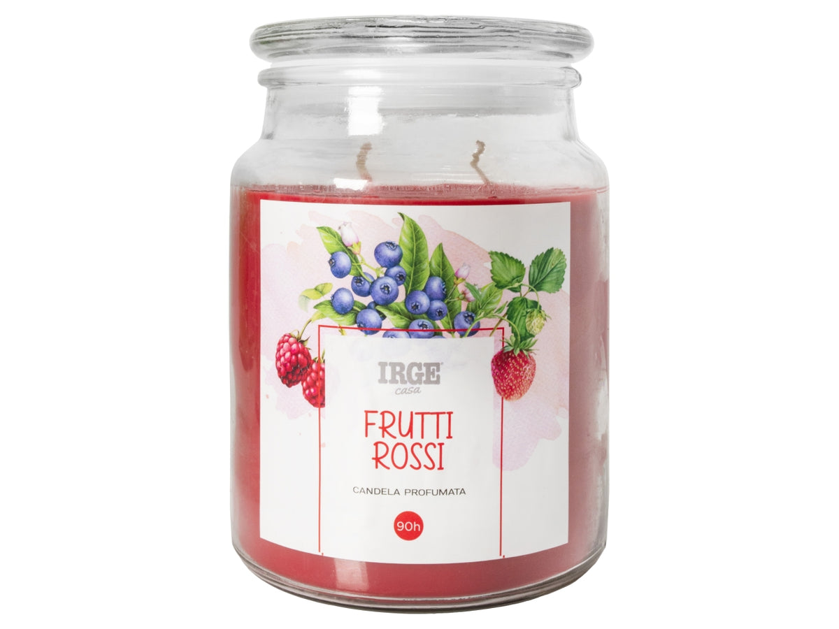 Candela in barattolo di vetro con coperchio 510gr, frutti rossi