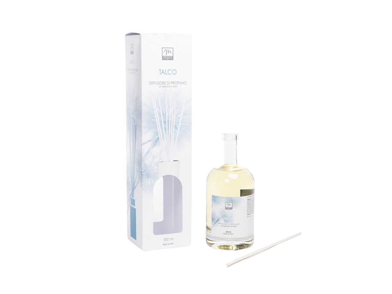 Diffusore di essenza 500 ml talco linea bouquet con midollini in cotone