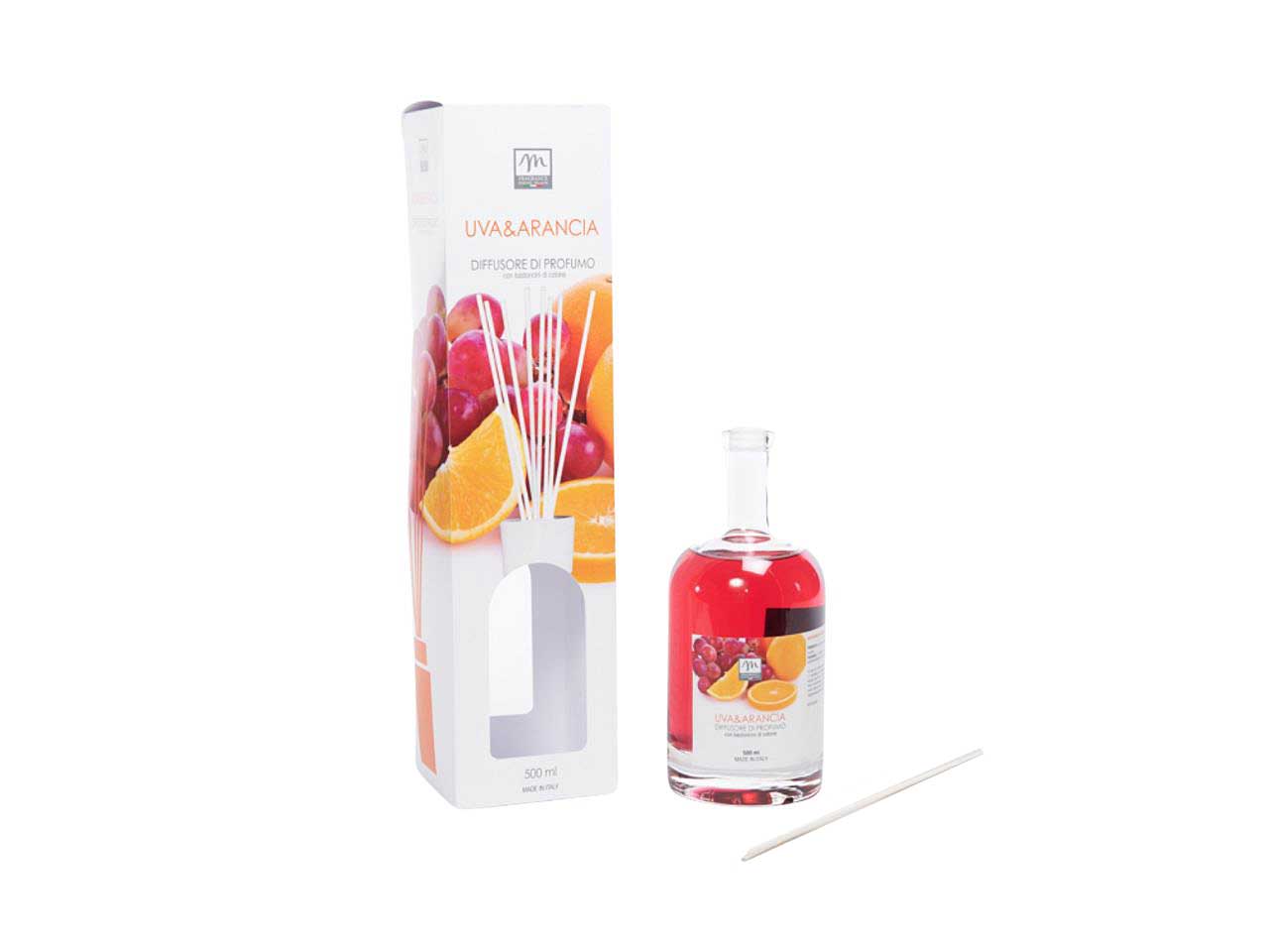 Diffusore di essenza 500 ml uva e arancia linea bouquet con midollini in cotone