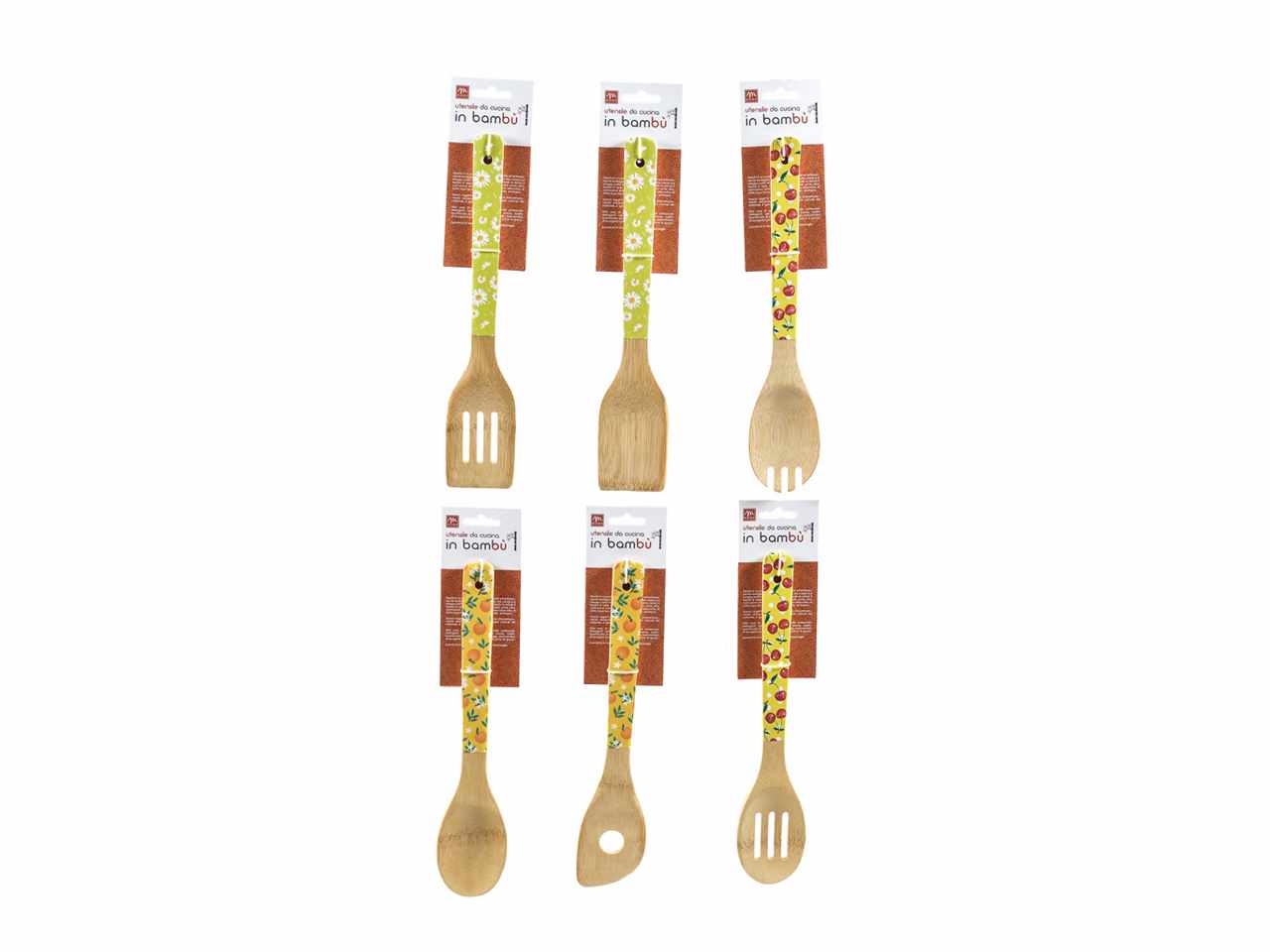 Utensile da cucina in bambu' 30x6x0.8cm forme e decori assortiti
