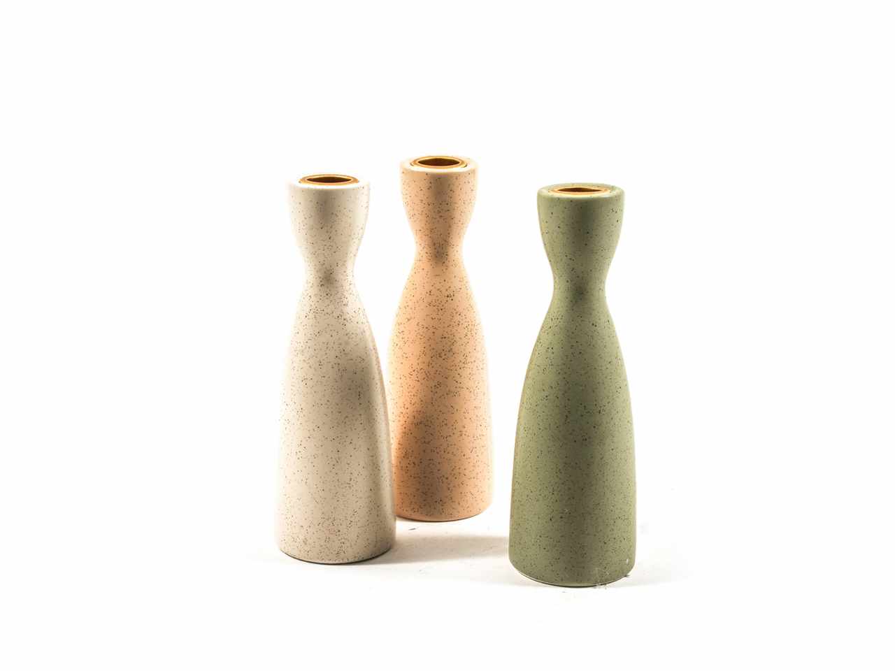 Portacandela in porcellana d.6.2xh.18.8cm colori assortiti