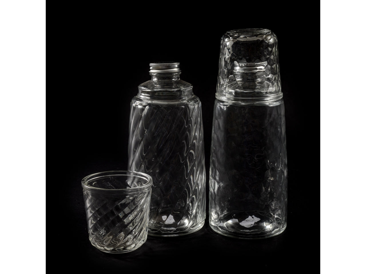 Set bottiglia e bicchiere in vetro neutro moderno, capacità 1l e 230ml - Mercury