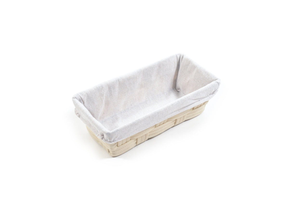 Cestino stile scandinavo, in tessuto intrecciato avorio con interno sfoderabile beige, 30x15x10 cm - M Home