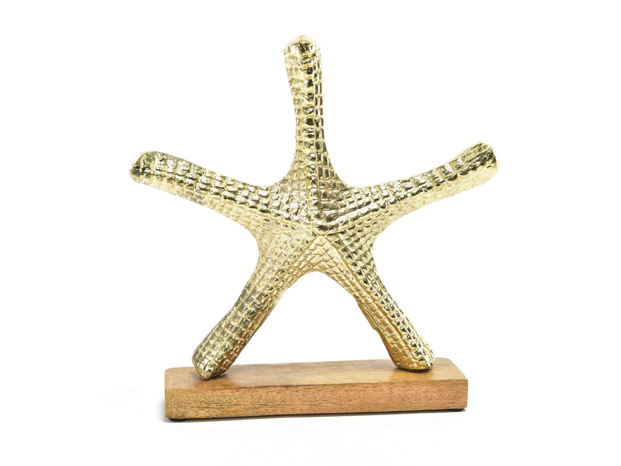 Statua stella marina in alluminio e legno stile marinaro, dorato 25x5x25 cm - M Home