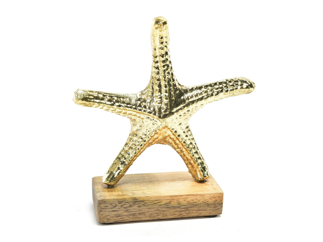 Statua stella marina in alluminio e legno stile marinaro, dorato 15x5x17 cm - M Home