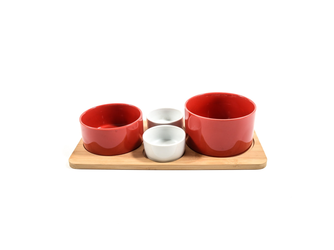 Set aperitivo in ceramica con base in bambù 32x16xh.7cm