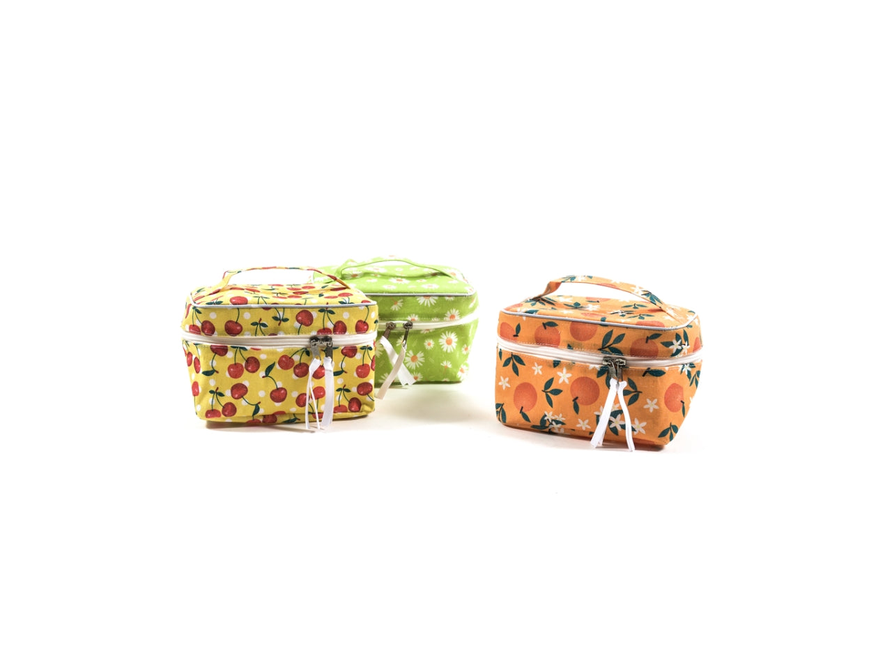 Beauty case da donna in cotone multicolor fantasia floreale con zip 20x12x12 cm - M Home
