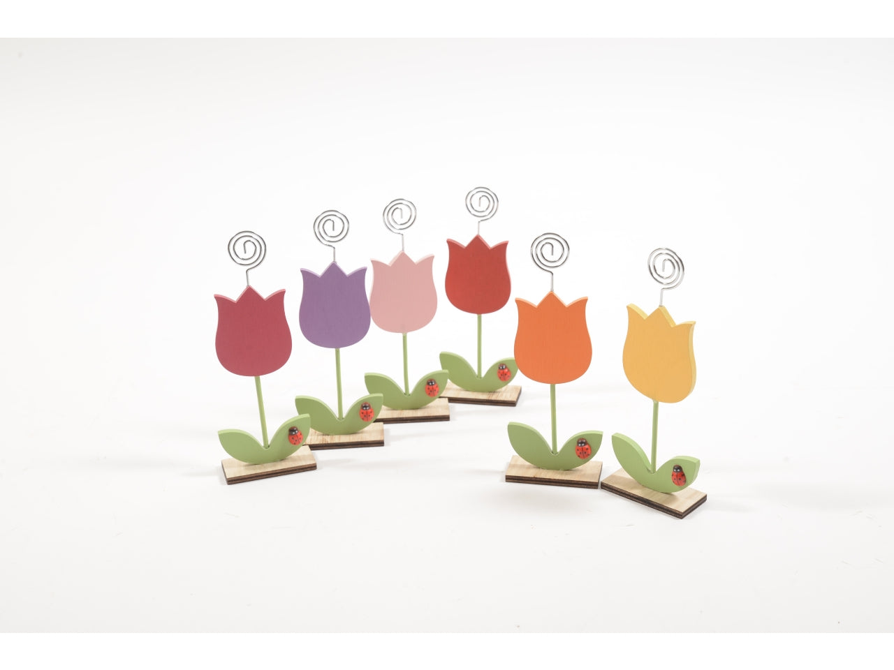 Segnaposto in legno tulipano 5,5x2,5xh.15cm assortito