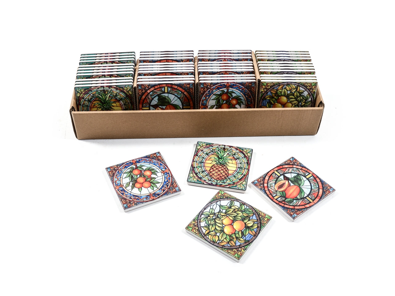 Sottobicchiere in ceramica 10x10cm design assortiti in espositore
