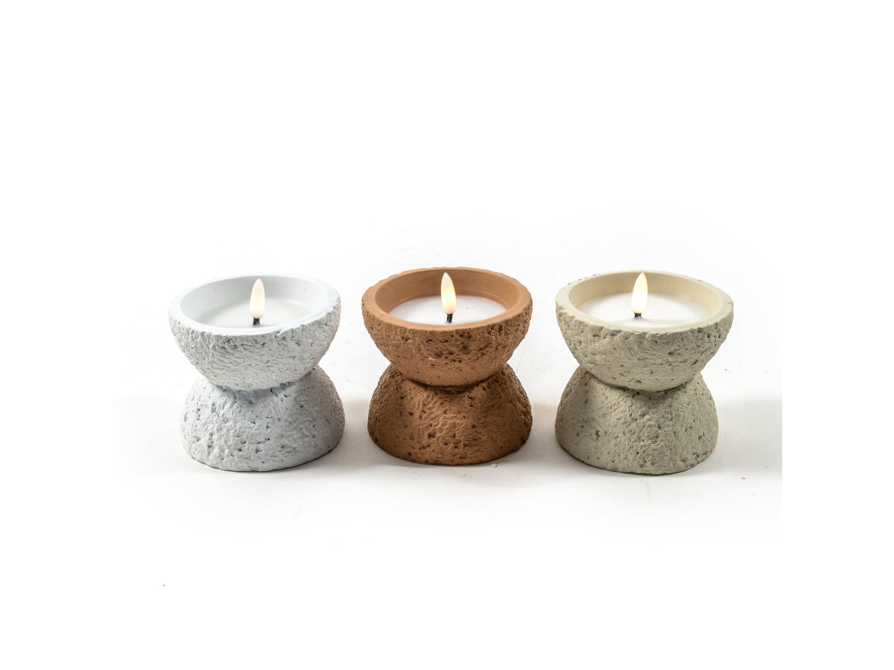 Candela led in vaso in cemento diam.10x9cm colori assortiti