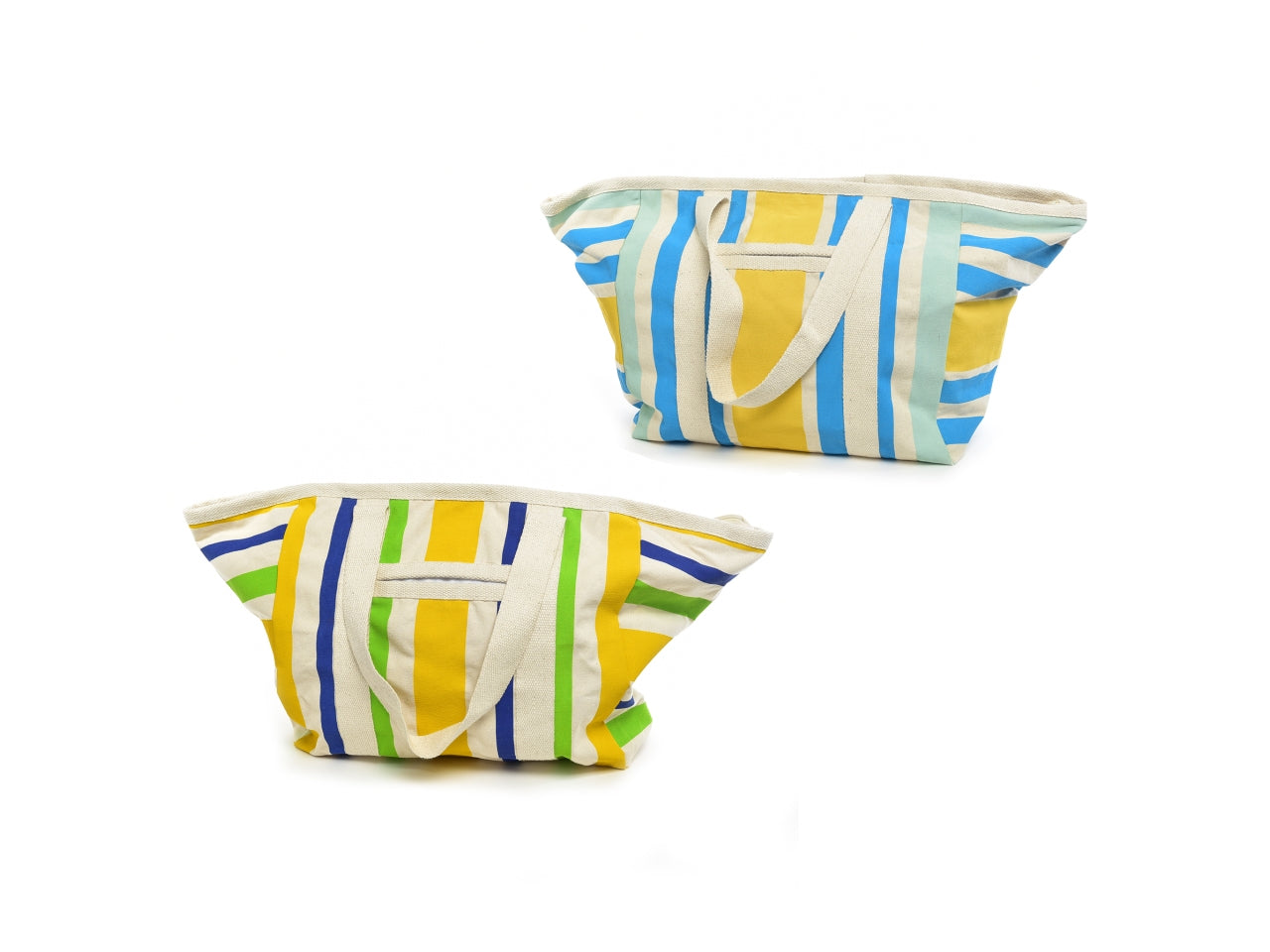 Borsa in cotone rigata con manici colori assortiti 50x12xh38 cm