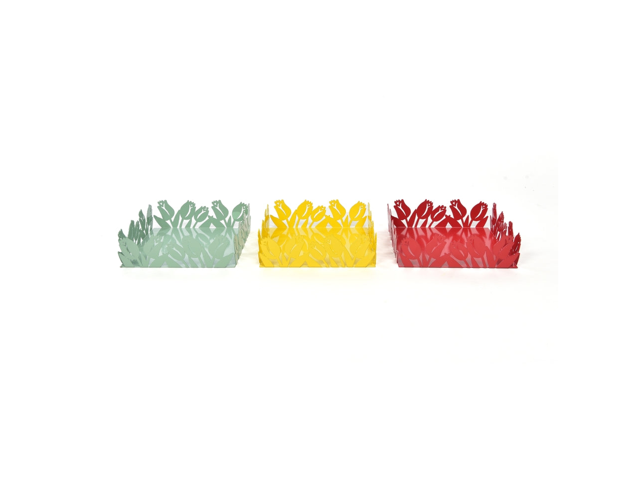 Portatovaglioli in metallo decorato 17x17x5cm colori assortiti