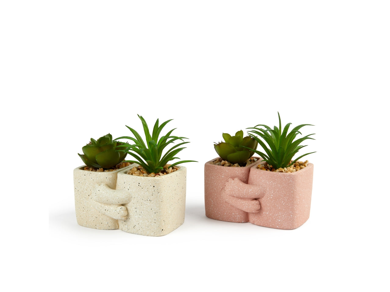 Piantina in vasetto hug in plastica e cemento 10,5x9,6xh.9,5 cm design assortiti