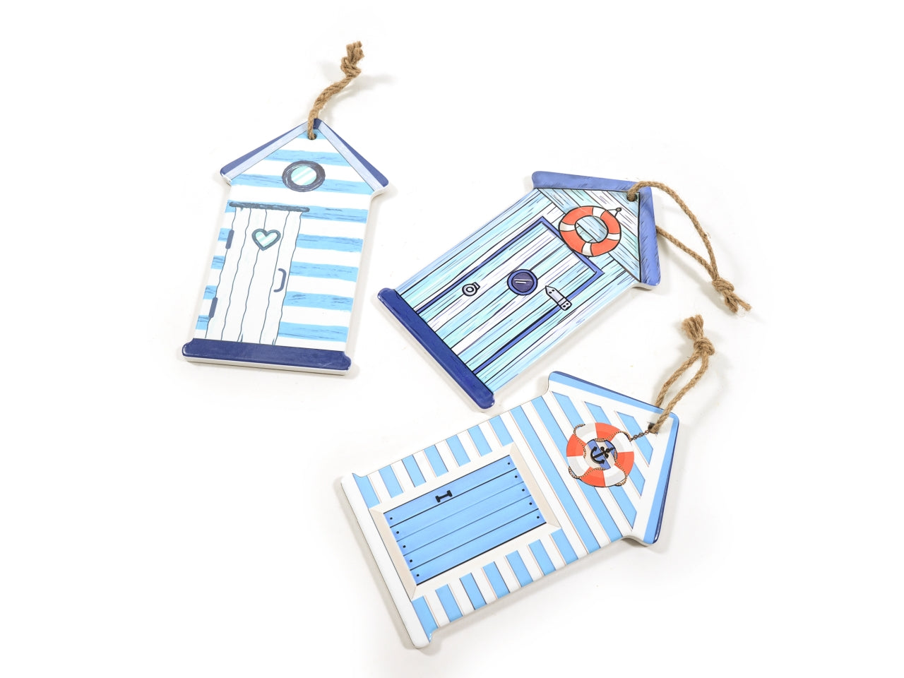 Decorazione cabina in ceramica da appendere 25x15cm decori assortiti scatola regalo