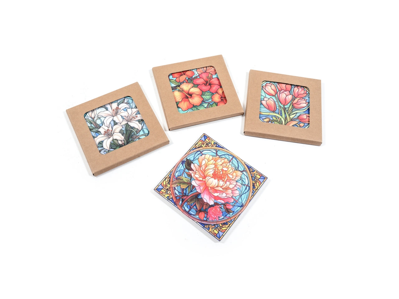 Sottopentola in ceramica 15x15cm design assortiti in scatola regalo