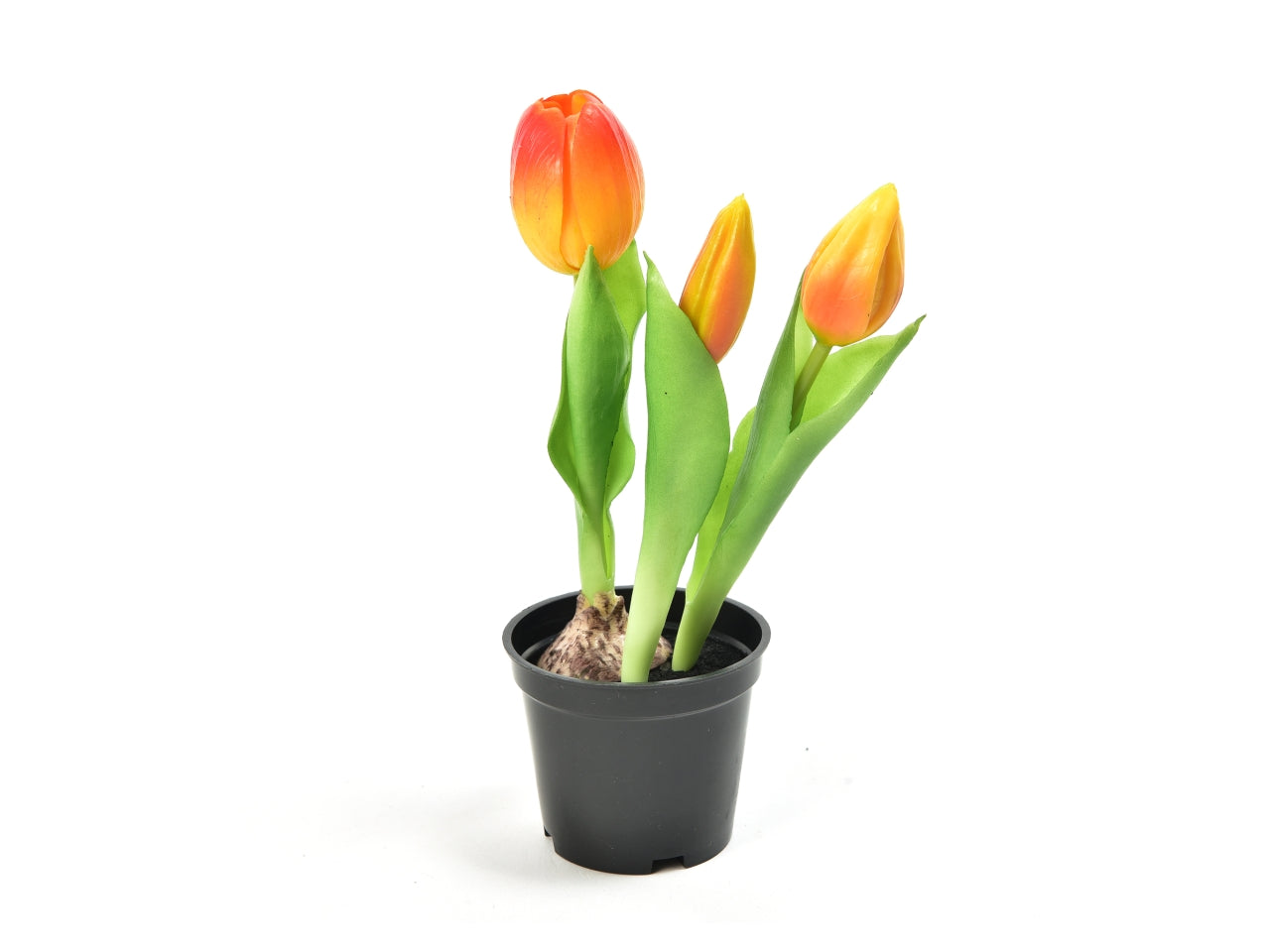 Tulipano arancio in gomma in vaso 21cm