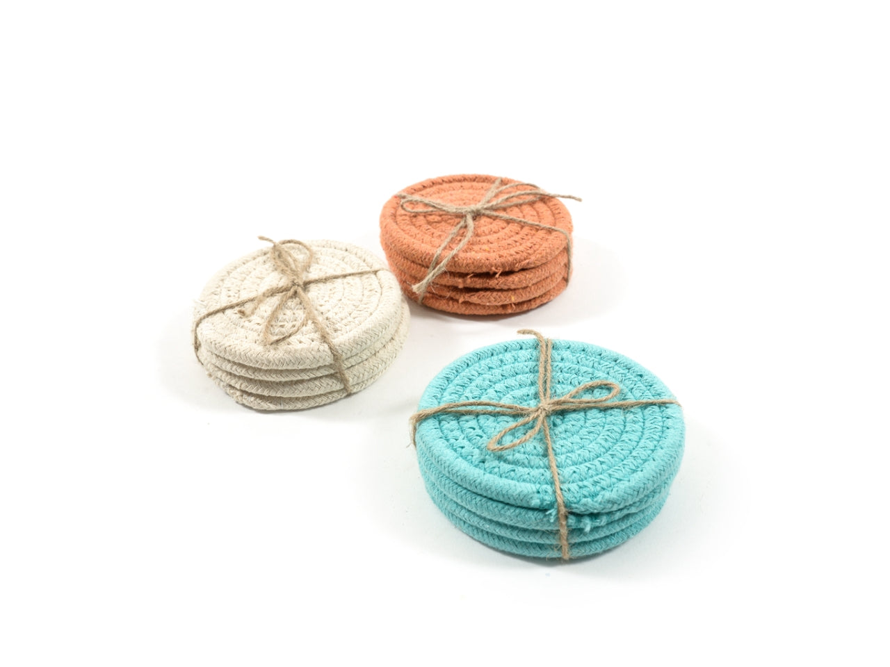 Sottobicchieri set da 4 in corda d.10cm assortiti