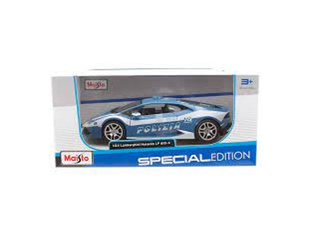 Auto Lamborghini Huracan Polizia - Scala 1:24: Die-cast, Licenza Ufficiale Lamborghini Polizia, Dettagli Realistici, Dimensioni 10,5x11,4x22,9 cm, Età 3+ | Maisto
