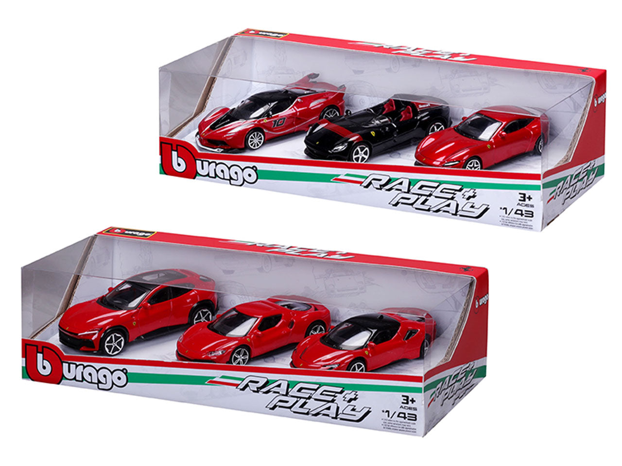 Modellino Auto Ferrari 458 Speciale R&P - Scala 1:43: Die-cast Rosso, Licenza Ufficiale Ferrari, Confezione Regalo con 3 Auto Assortite, Dimensioni 7,5x12,1x27,5 cm, Età 3+ | Bburago