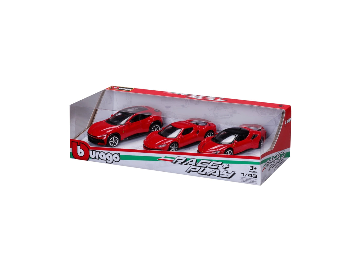 Modellino Auto Ferrari 458 Speciale R&P - Scala 1:43: Die-cast Rosso, Licenza Ufficiale Ferrari, Confezione Regalo con 3 Auto Assortite, Dimensioni 7,5x12,1x27,5 cm, Età 3+ | Bburago