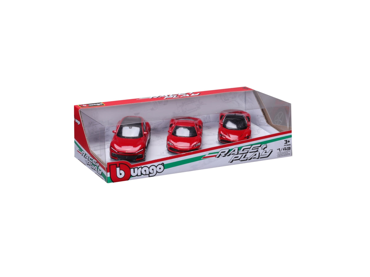 Modellino Auto Ferrari 458 Speciale R&P - Scala 1:43: Die-cast Rosso, Licenza Ufficiale Ferrari, Confezione Regalo con 3 Auto Assortite, Dimensioni 7,5x12,1x27,5 cm, Età 3+ | Bburago