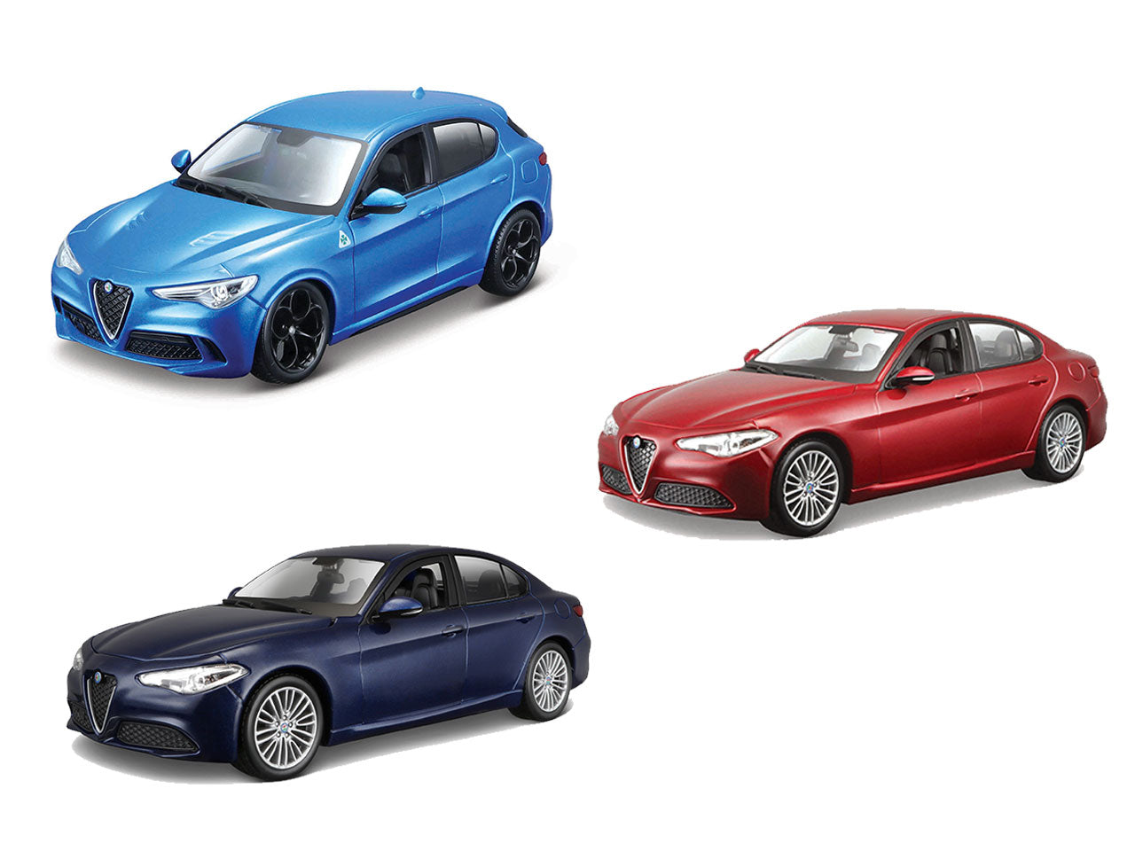 Bburago modellini auto Alfa Romeo rossi e blue 1:24