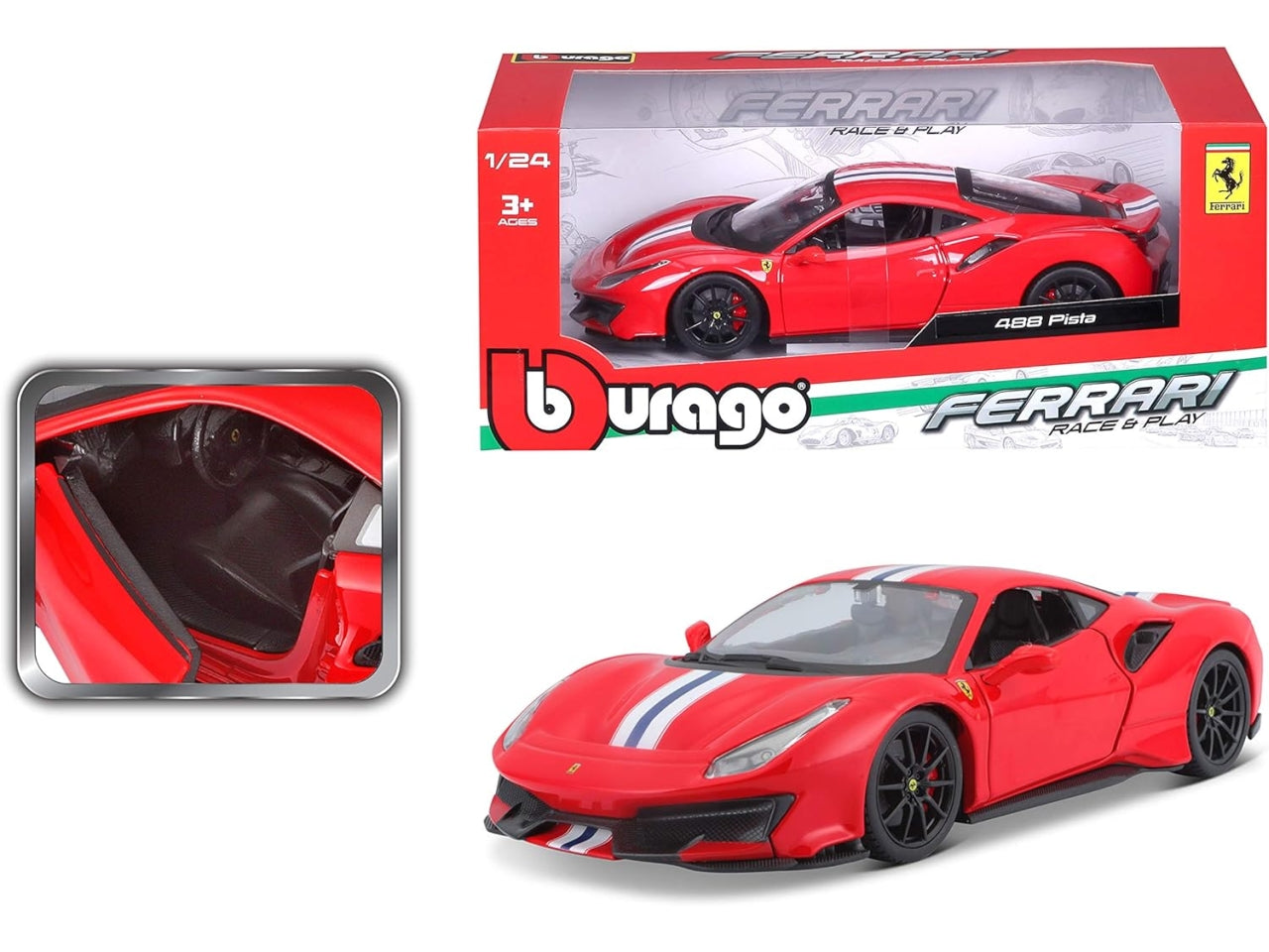 Bburago modellino auto Ferrari 488 Pista rosso 1:24