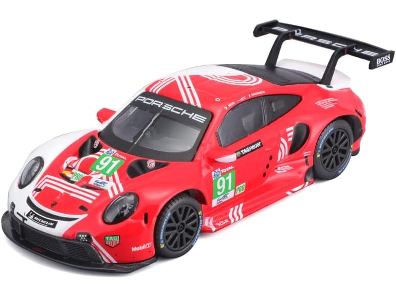 Modellino Auto Porsche 911 RSR LM 2020 - Scala 1:24: Die-cast Rossa, Licenza Ufficiale Porsche, Dettagli Realistici, Dimensioni 10,2x12,45x24,2 cm, Età 3+ | Bburago