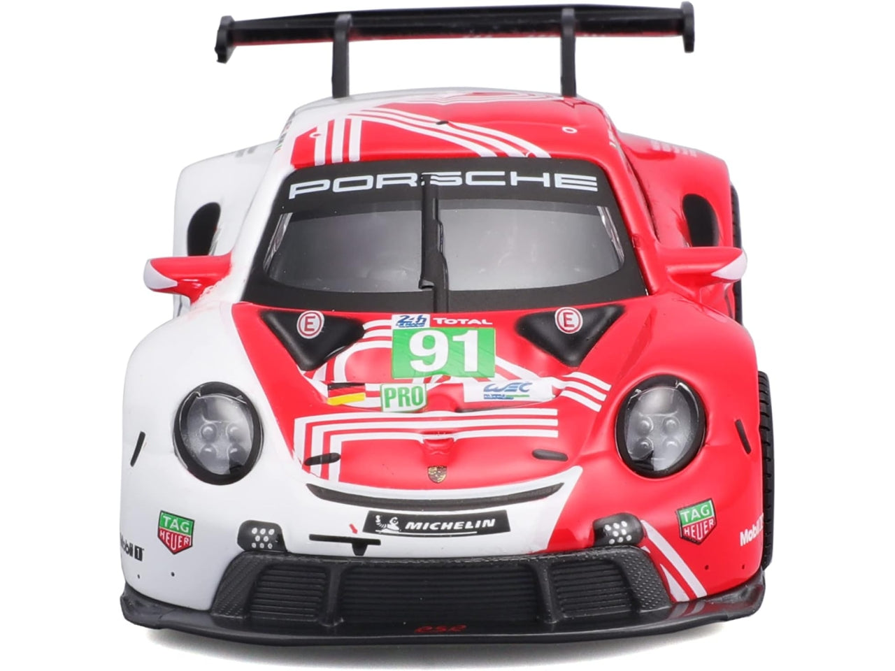 Modellino Auto Porsche 911 RSR LM 2020 - Scala 1:24: Die-cast Rossa, Licenza Ufficiale Porsche, Dettagli Realistici, Dimensioni 10,2x12,45x24,2 cm, Età 3+ | Bburago