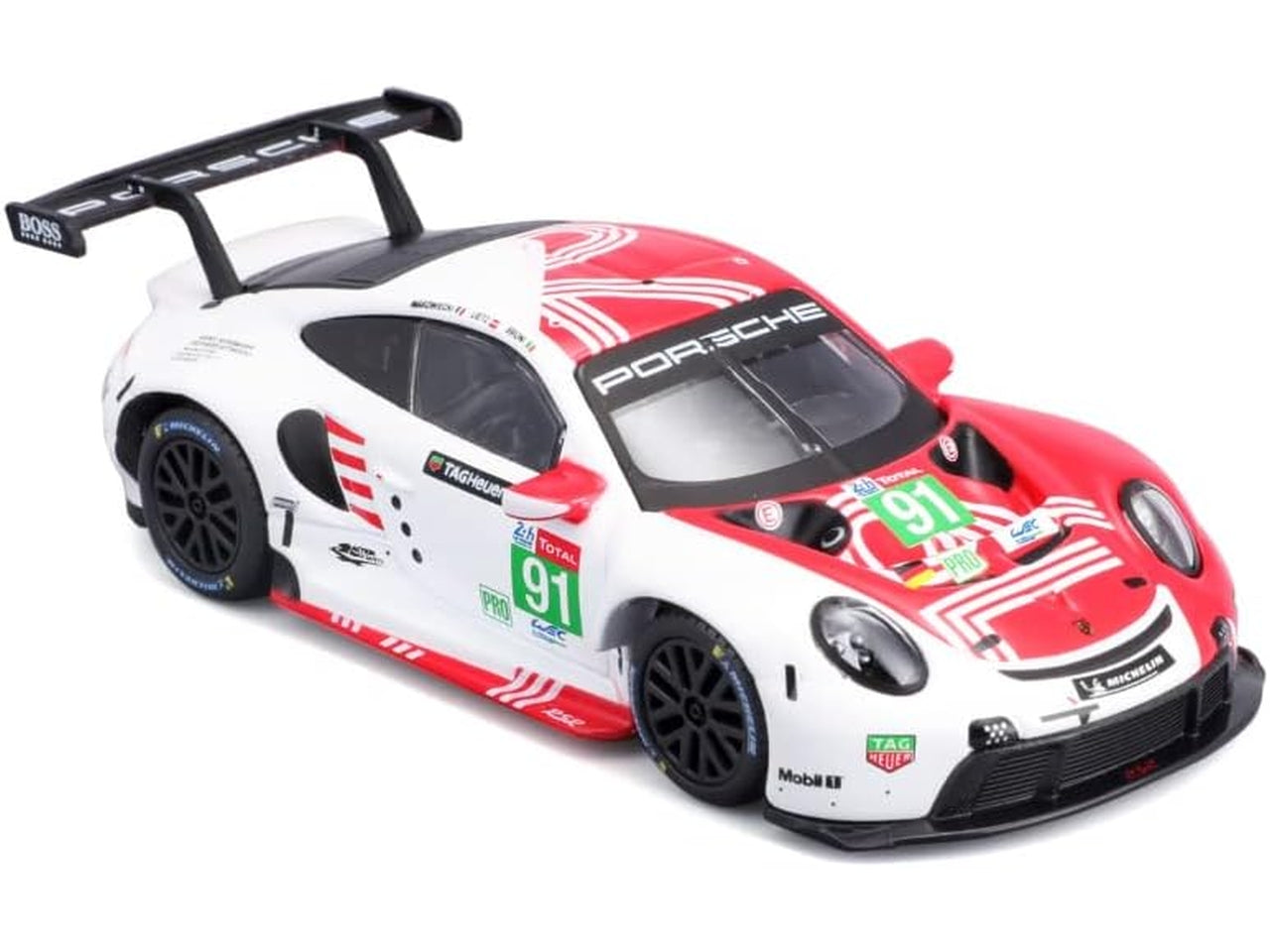 Modellino Auto Porsche 911 RSR LM 2020 - Scala 1:24: Die-cast Rossa, Licenza Ufficiale Porsche, Dettagli Realistici, Dimensioni 10,2x12,45x24,2 cm, Età 3+ | Bburago