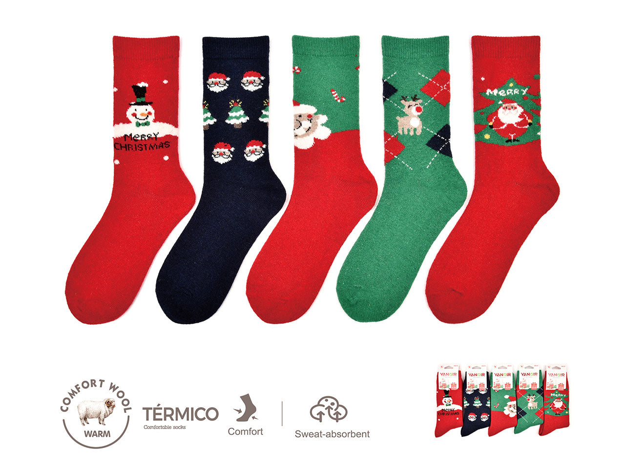 Calza da uomo taglia 40-46 colori e fantasie natalizie assortite $