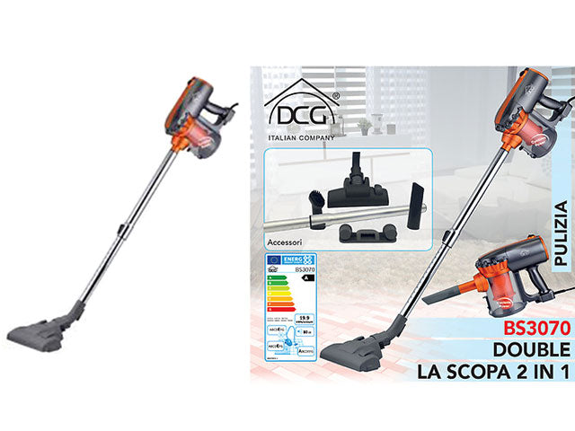 Scopa elettrica senza sacchetto, filtro hepa tecnologia ciclonica, serbatoio estraibile con capacta' 0,5l 600w h.120cm