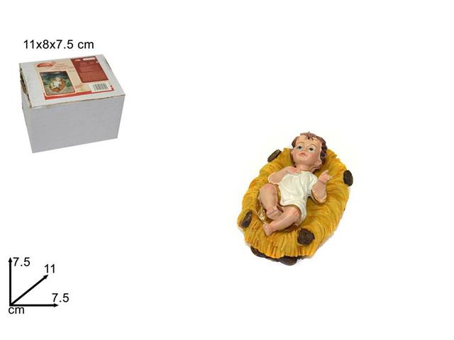 Gesù bambino 11cm vestito con culla
