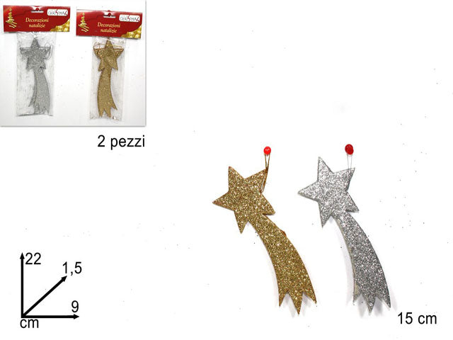 Stella cometa 15cm 2 pezzi 2colori